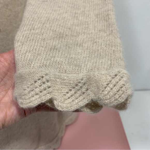 Cynthia Rowley Lambswool Blend Ruffled Cardigan sweater Duster cream Tan Large - Picture 4 of 8